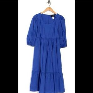 NWOT Donna Morgan Blue Tiered Cotton Dress